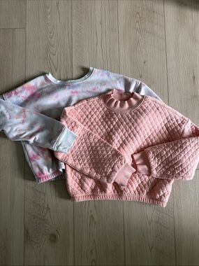 Quilted Pink Crewneck + Pastel Tie Dye Crop Sweatshirt Set